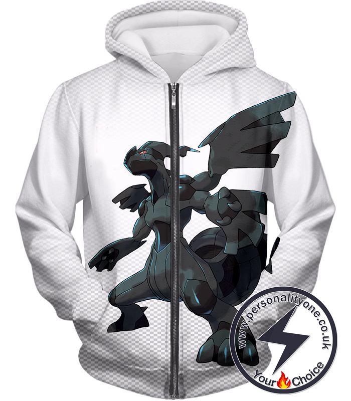 Pokemon Awesome Legendary Pokemon Zekrom Black and White Series Zip Up Hoodie